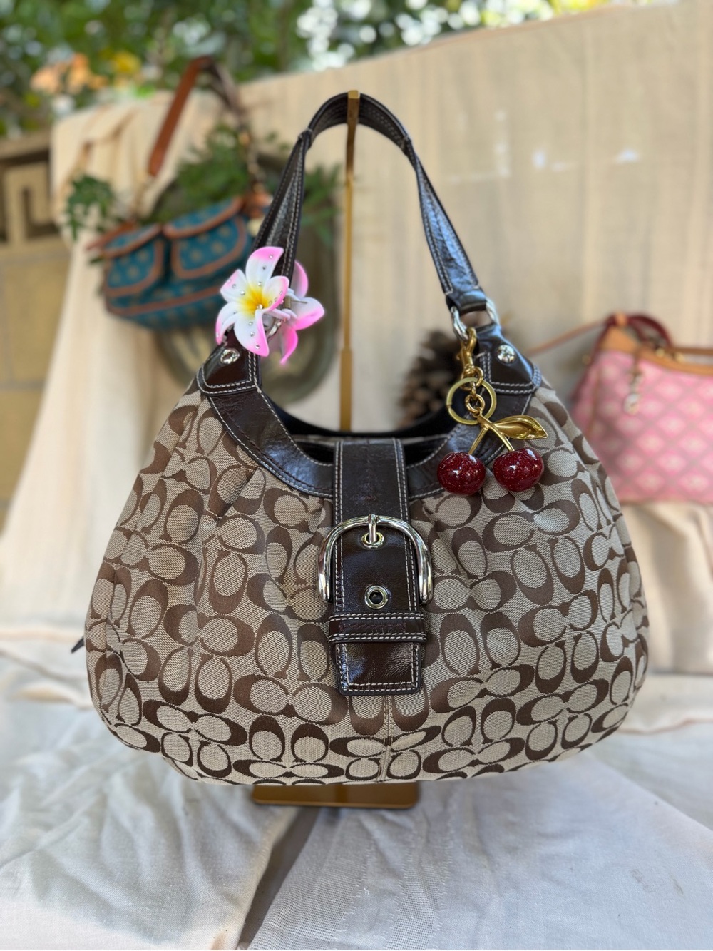 Coach Brown Signature Canvas Shoulder Bag